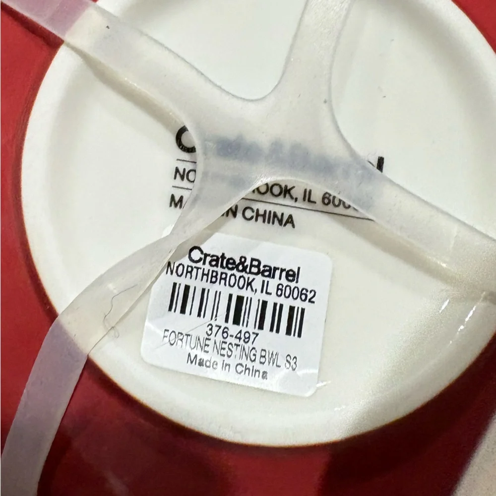 CRATE&BARREL NWT 3pc fortune garden stoneware nesting bowl set